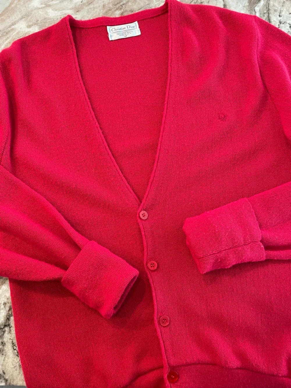 Christian Dior Red Cardigan Sweater Vintage Medium - Picture 6 of 10